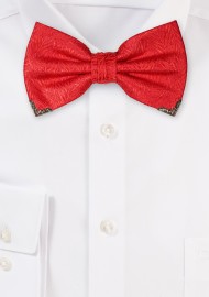 Red Designer Bow Tie with Golden Tips