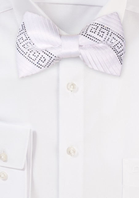 White Bow Tie with Golden Sparkle Design