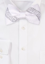 White Bow Tie with Golden Sparkle Design