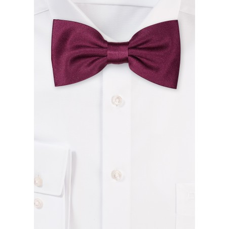 Solid Sangria Colored Satin Bowtie