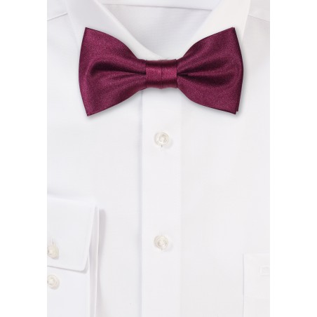 Satin Kids Bow Tie in Sangria
