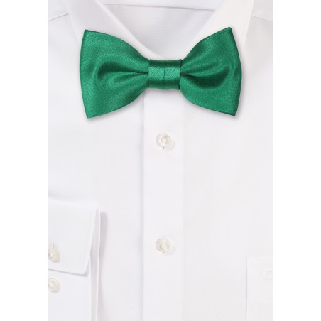 Satin Kids Bow Tie in Emerald Green
