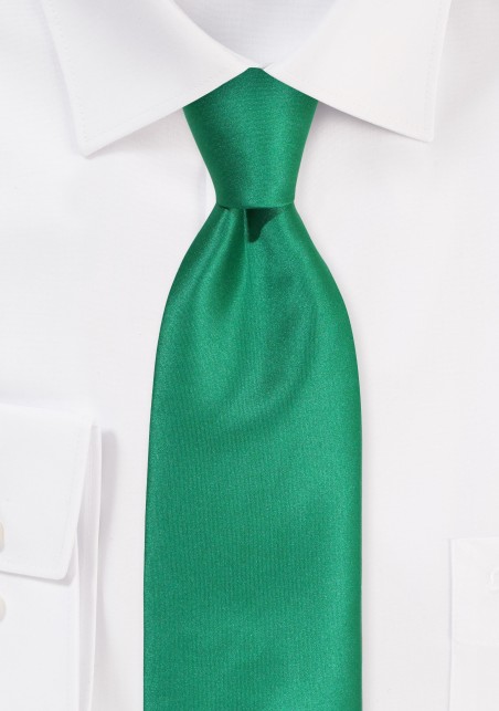 Extra Long Satin Tie in Emerald Green