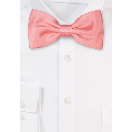Solid Satin Bow Tie in Bellini Pink