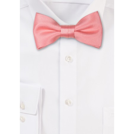 Satin Kids Bow Tie in Bellini Pink