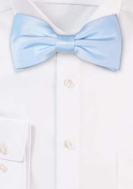 Shiny Ice Blue Satin Bow Tie