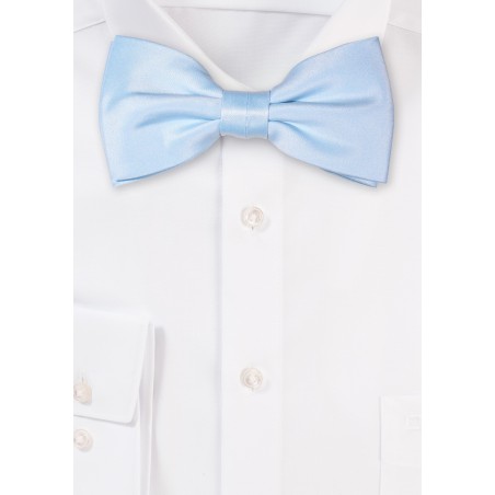 Shiny Ice Blue Satin Bow Tie