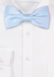 Shiny Ice Blue Satin Bow Tie