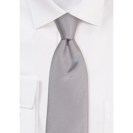 Extra Long Length Satin Tie in Sterling