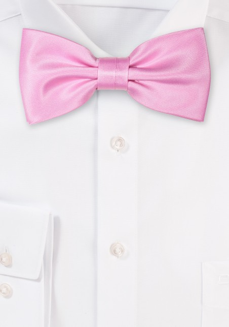 Shiny Pink Satin Bow Tie