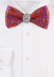 Bold Chrystal Bow Tie in Pinks, Reds, and Purple