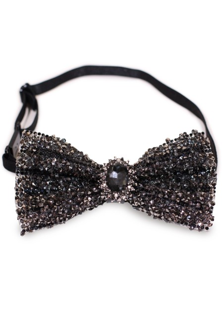 Charcoal Faux Diamond Bow Tie