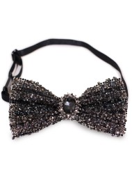 Charcoal Faux Diamond Bow Tie