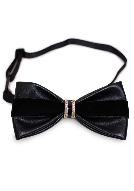 Black Velvet Bow tie with Fancy Jewelry Tie