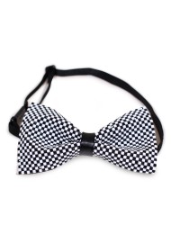 Checkered Vinyl Bow Tie in Black and White