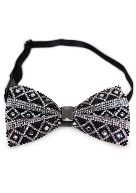 Rhinestone Bowtie in Black and Silver