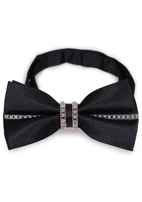 Black Butterfly Bow Tie with Diamonds