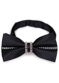 Black Butterfly Bow Tie with Diamonds