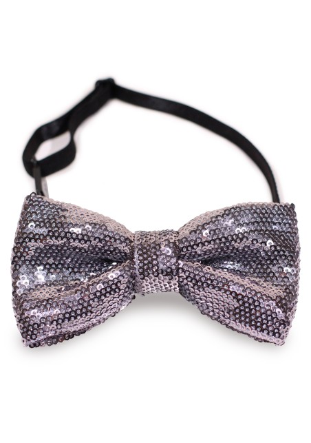 Smoke Gray Sequin Bow Tie
