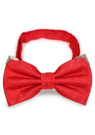 Red Designer Bow Tie with Golden Tips