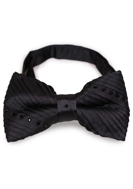 Black Velvet Bowtie with Cut Black Diamonds