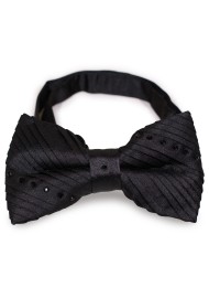 Black Velvet Bowtie with Cut Black Diamonds