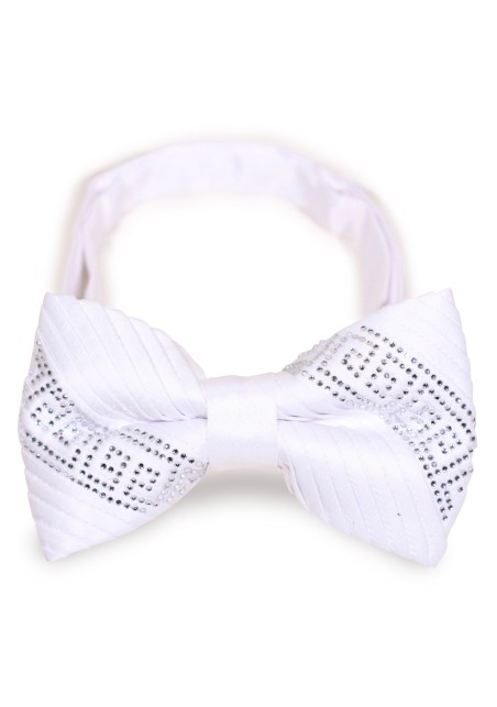 White Bow Tie with Golden Sparkle Design