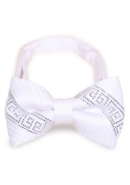 White Bow Tie with Golden Sparkle Design