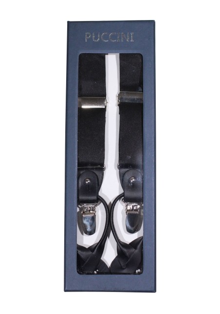 Satin Dress Suspenders in Formal Black in Box