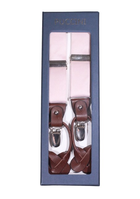 Satin Dress Suspenders in Blush Pink in Box