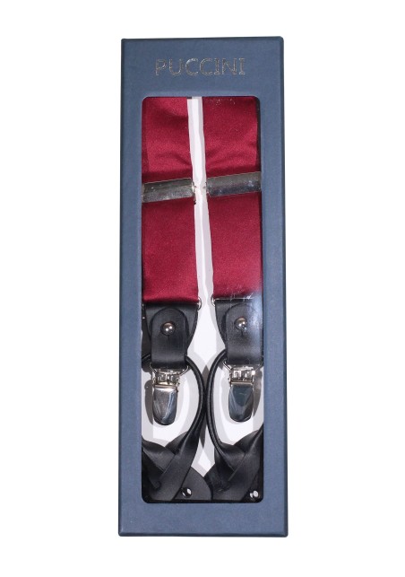 Satin Dress Suspenders in Burgundy in Box