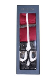 Satin Dress Suspenders in Burgundy in Box