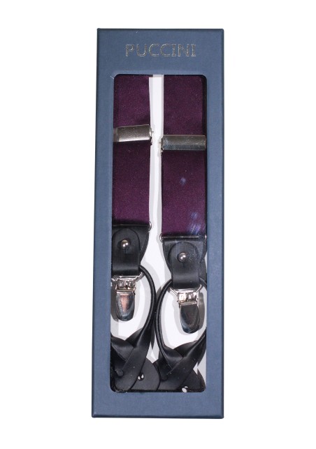 Berry Satin Dress Suspenders in Box