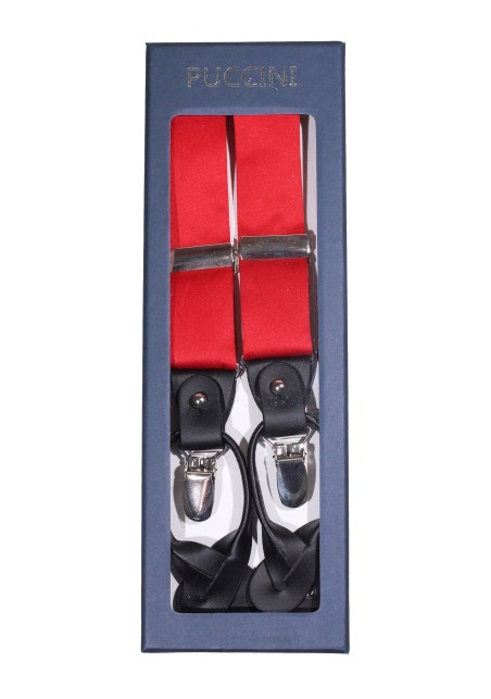 Cherry Red Satin Dress Suspenders in Box