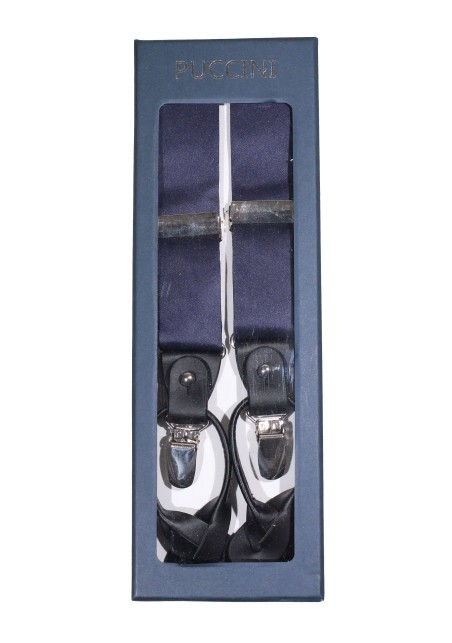 Navy Blue Satin Suspenders in Box