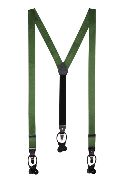 Moss Green Satin Suspenders