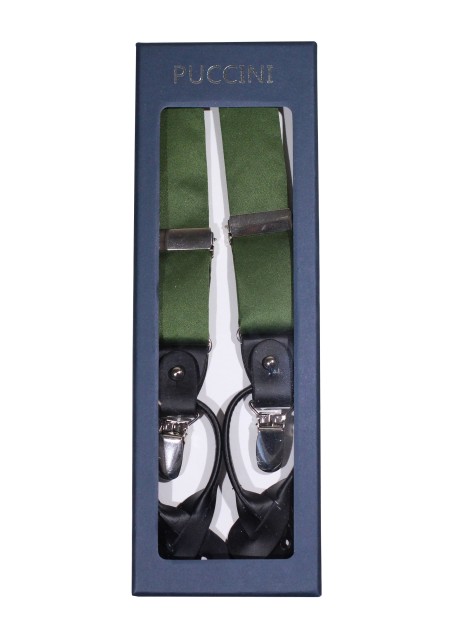 Moss Green Satin Suspenders in Box