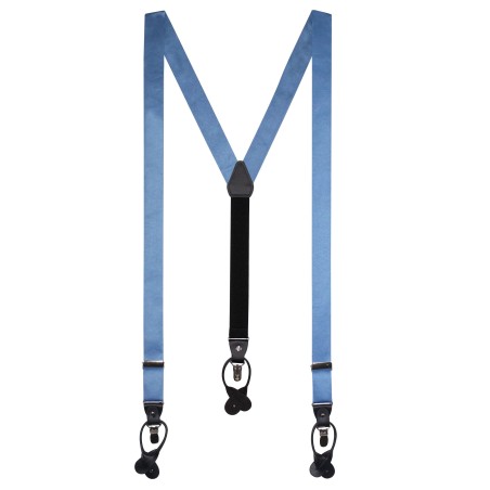 Steel Blue Satin Suspenders for Men