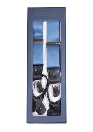Steel Blue Satin Suspenders for Men in Box