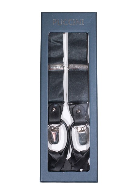 Charcoal Satin Suspenders for Men in Box
