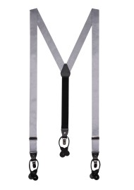 Silver Satin Suspenders for Men