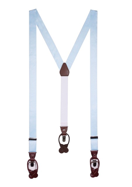 Satin Suspenders in Ice Blue