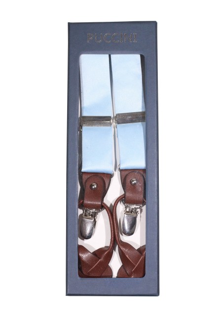 Satin Suspenders in Ice Blue in Box