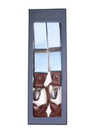 Satin Suspenders in Ice Blue in Box