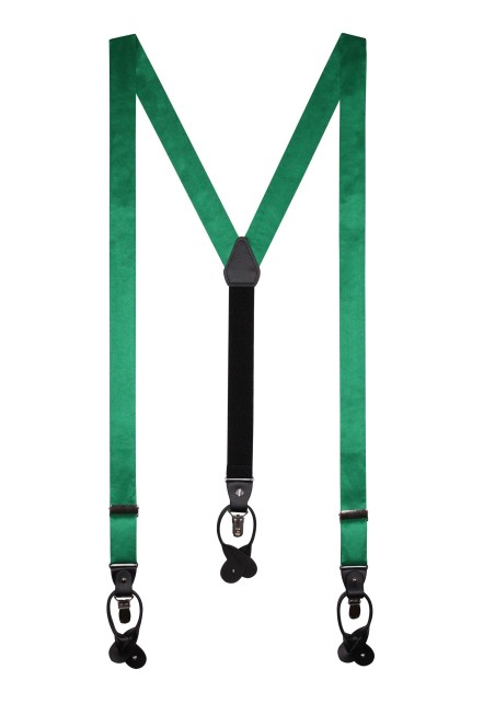 Satin Suspenders in Emerald Green