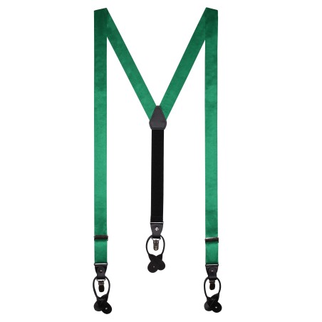 Satin Suspenders in Emerald Green