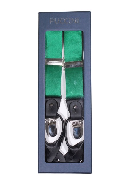 Satin Suspenders in Emerald Green in Box