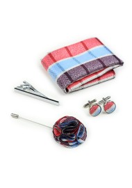 Pastel Red Plaid Groomsmen Accessories