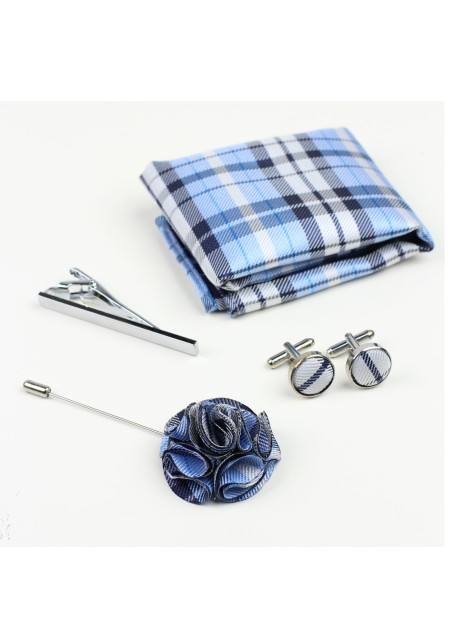 Powder Blue Plaid Groomsmen Accessories