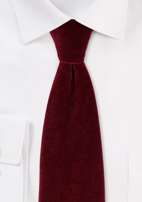 Luxe Velvet Necktie in Deep Burgundy